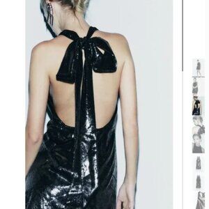 NWT ZARA SHINY VELVET DRESS SPECIAL EDITION BLACK